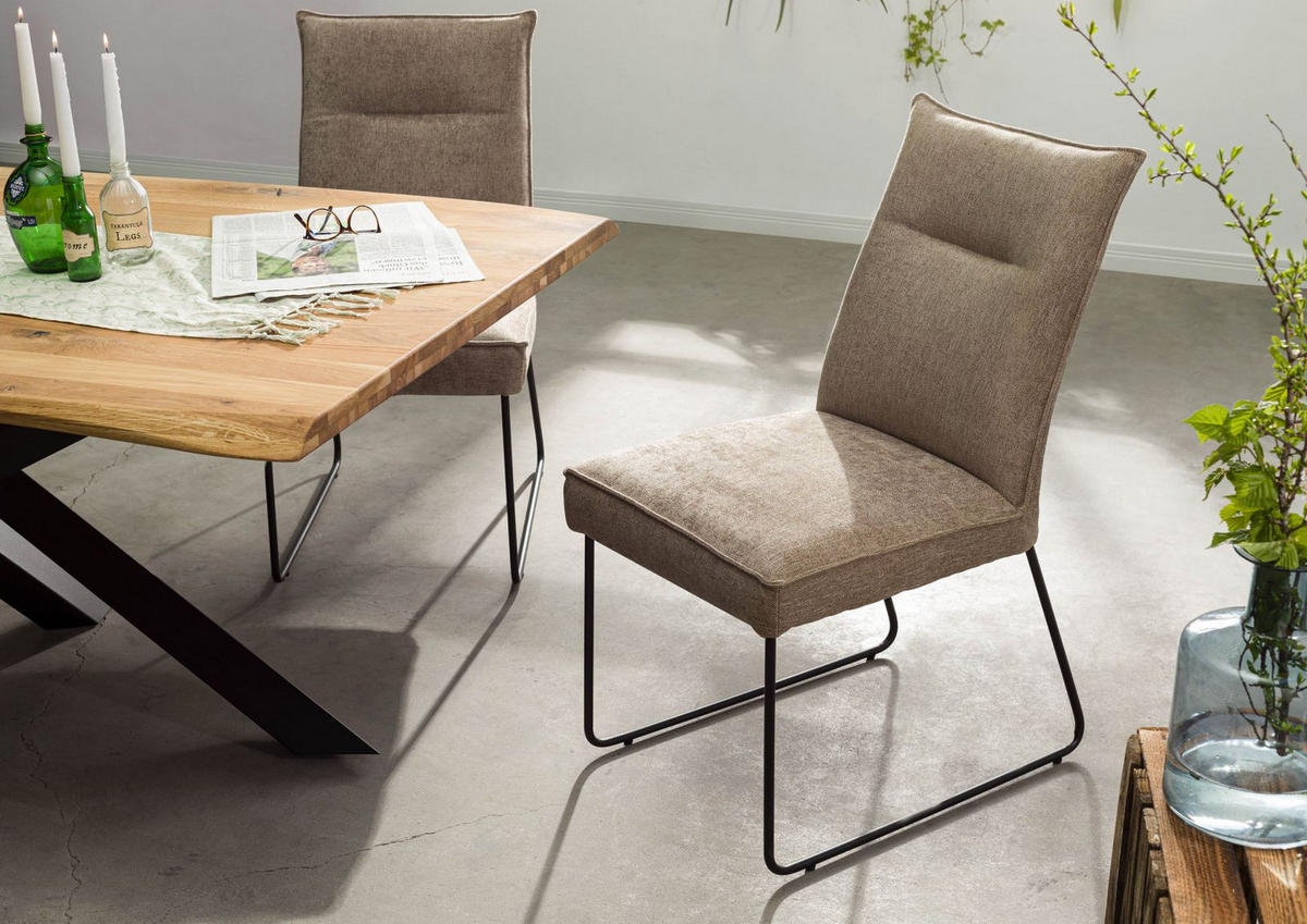 STUHL 100% Polyester 51 x 61 x 92 cm taupe SEATTLE #111 - Taupe, Kunststoff (51/92/61cm) - Massivmoebel24