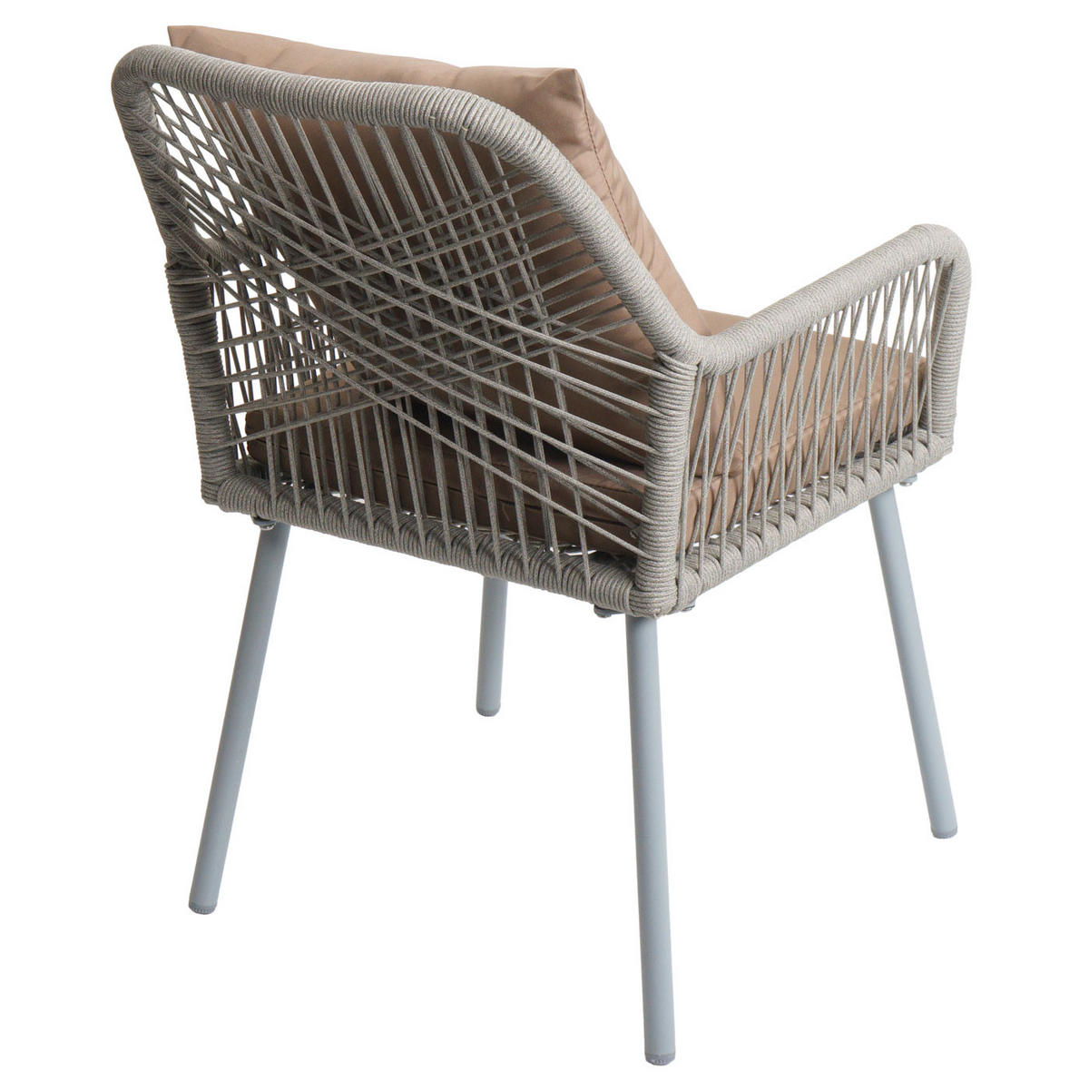 GARTENSTUHL 2er-Set 81x54x62cm Aluminium Seilgeflecht Rope Grau - Beige, Metall (54/81/62cm) - PROREGAL