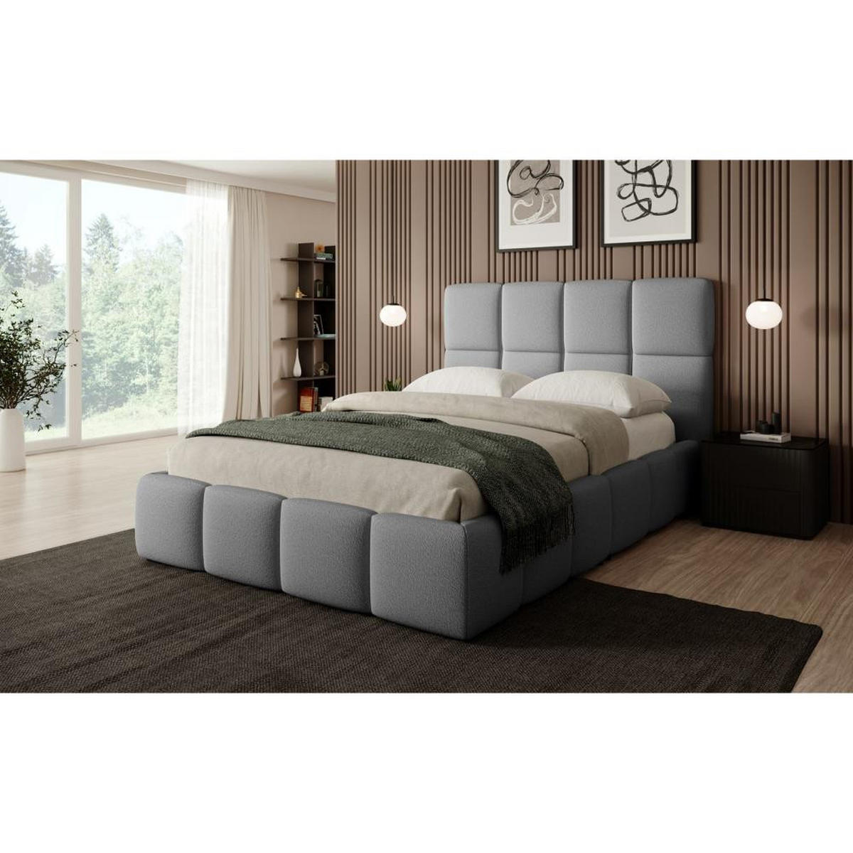 POLSTERBETT Nostro mit Bettkasten 160x200 cm grau - Schwarz/Grau, Textil (160/200cm) - Beautysofa