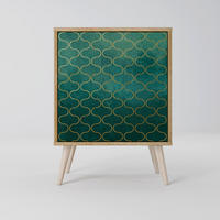 SIDEBOARD TESSELATED GREENERY, Eichefarben, 57,5x42x77,5 cm, Schräge Buchenholzfüße - Eichefarben/Buchefarben, Holzwerkstoff/Buchenholz (57.5/77.5/42cm) - SpaceRebels