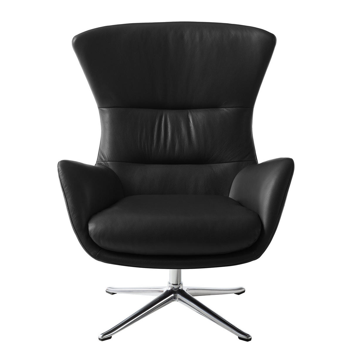 SESSEL mit Kreuzfuß - Chromfarben/Schwarz, Leder/Metall (84/99/96cm) - home24