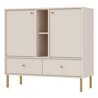 SIDEBOARD Oktio Sandbeige 100 cm - Beige/Goldfarben, Holzwerkstoff/Metall (100.2/95/40.8cm) - Selsey