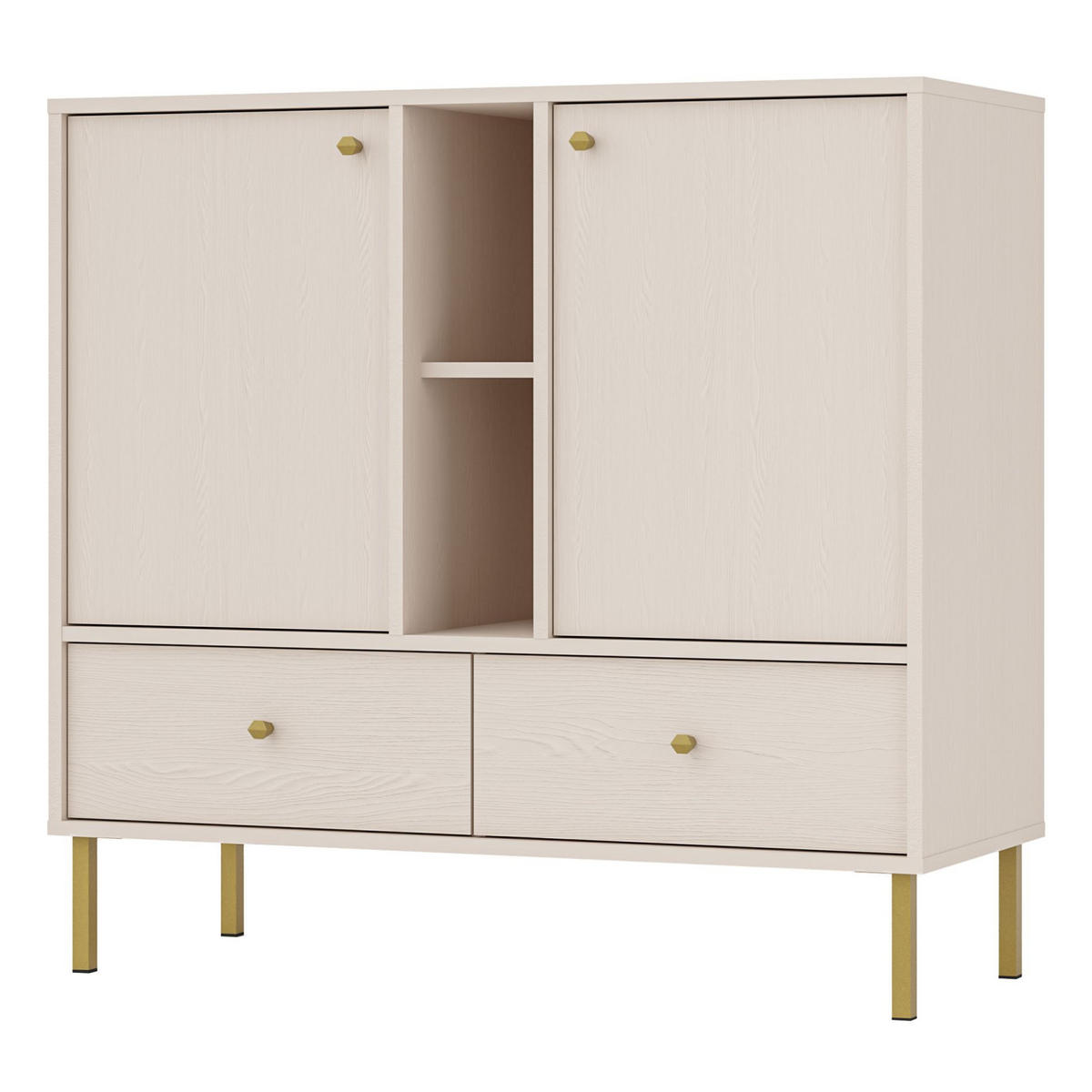 SIDEBOARD Oktio Sandbeige 100 cm - Beige/Goldfarben, Holzwerkstoff/Metall (100.2/95/40.8cm) - Selsey