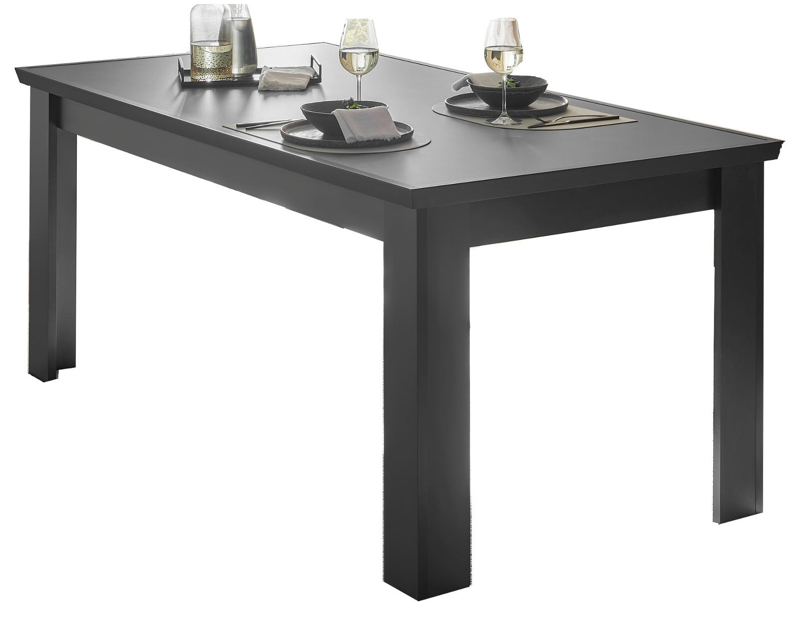 ESSTISCH schwarz matt 180 x 90 cm, Esszimmer Tisch Landhaus-Stil - Schwarz, Holzwerkstoff/Metall (180/77/90cm) - Furn.Design