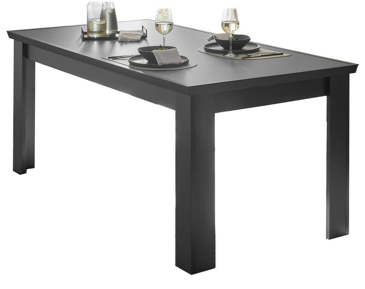 ESSTISCH schwarz matt 180 x 90 cm, Esszimmer Tisch Landhaus-Stil - Schwarz, Holzwerkstoff/Metall (180/77/90cm) - Furn.Design