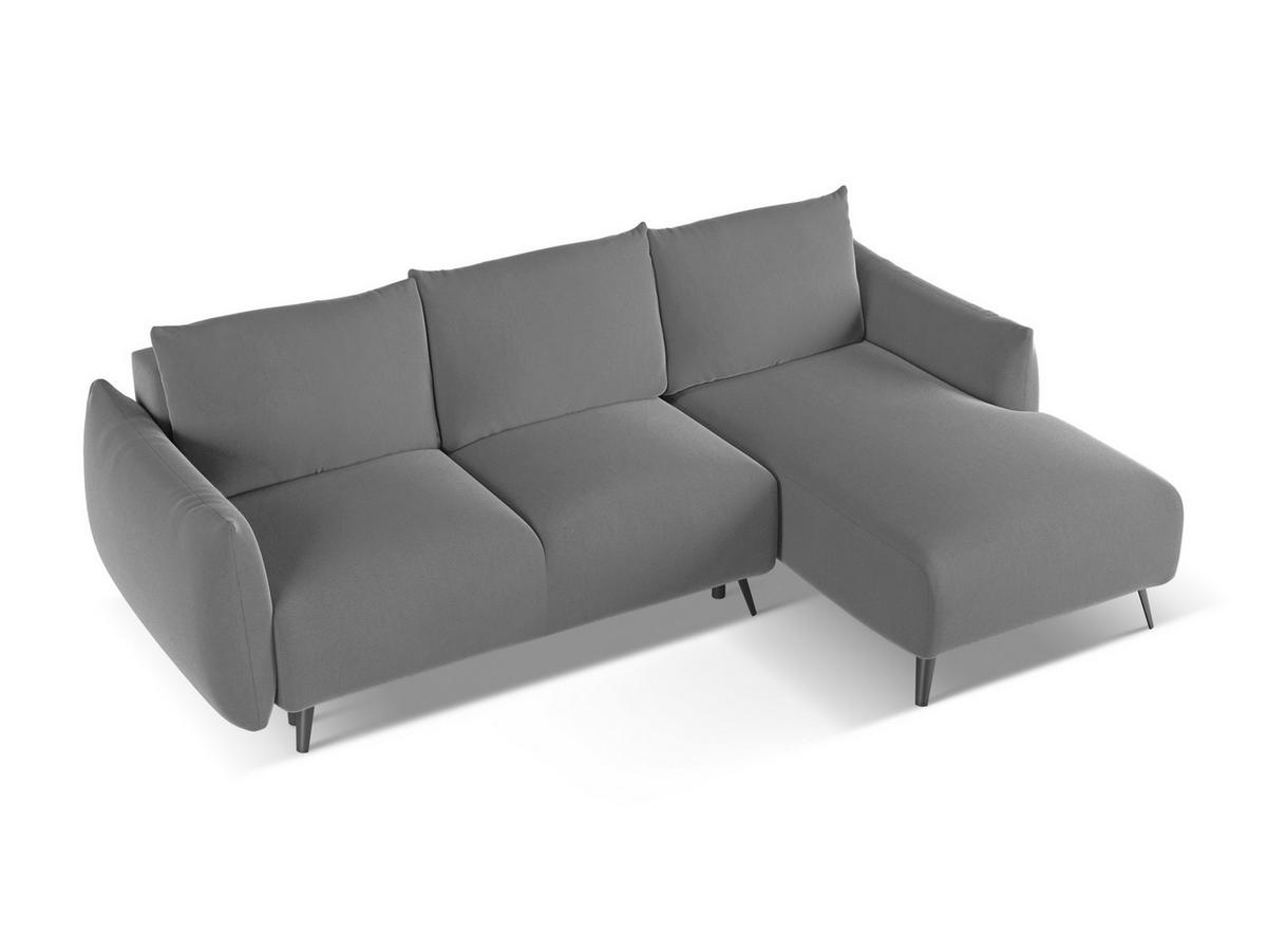 ECKSOFA mit Schlaffunktion Samt Stoff Grau - Schwarz/Grau, Textil/Metall (242/162cm) - Makamii