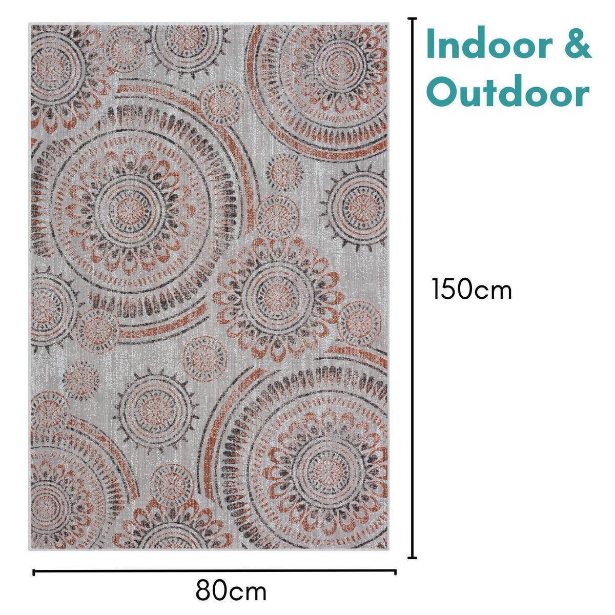 OUTDOORTEPPICH Ian Rostfarben,Anthrazit,Hellgrau 80/150 cm - Rostfarben, Textil (80/150cm) - My-Rug