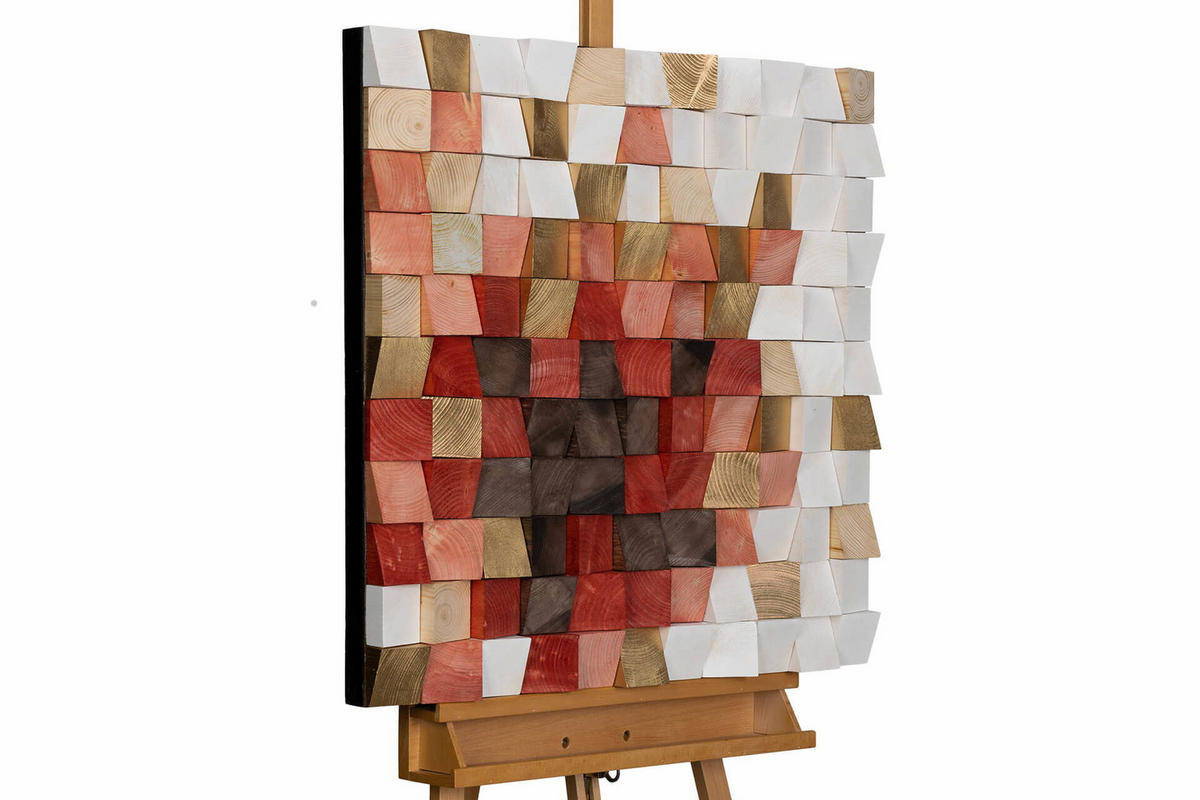 HOLZBILD 75/75 cm - Rot, Holz (75/75cm) - KUNSTLOFT