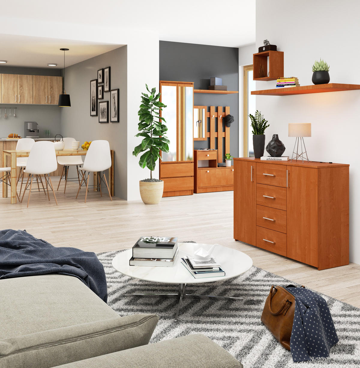 KOMMODE Erlefarben 80/110/35 - Erlefarben, Holzwerkstoff (110/80/35cm) - RAUMHIRSCH FURNITURE