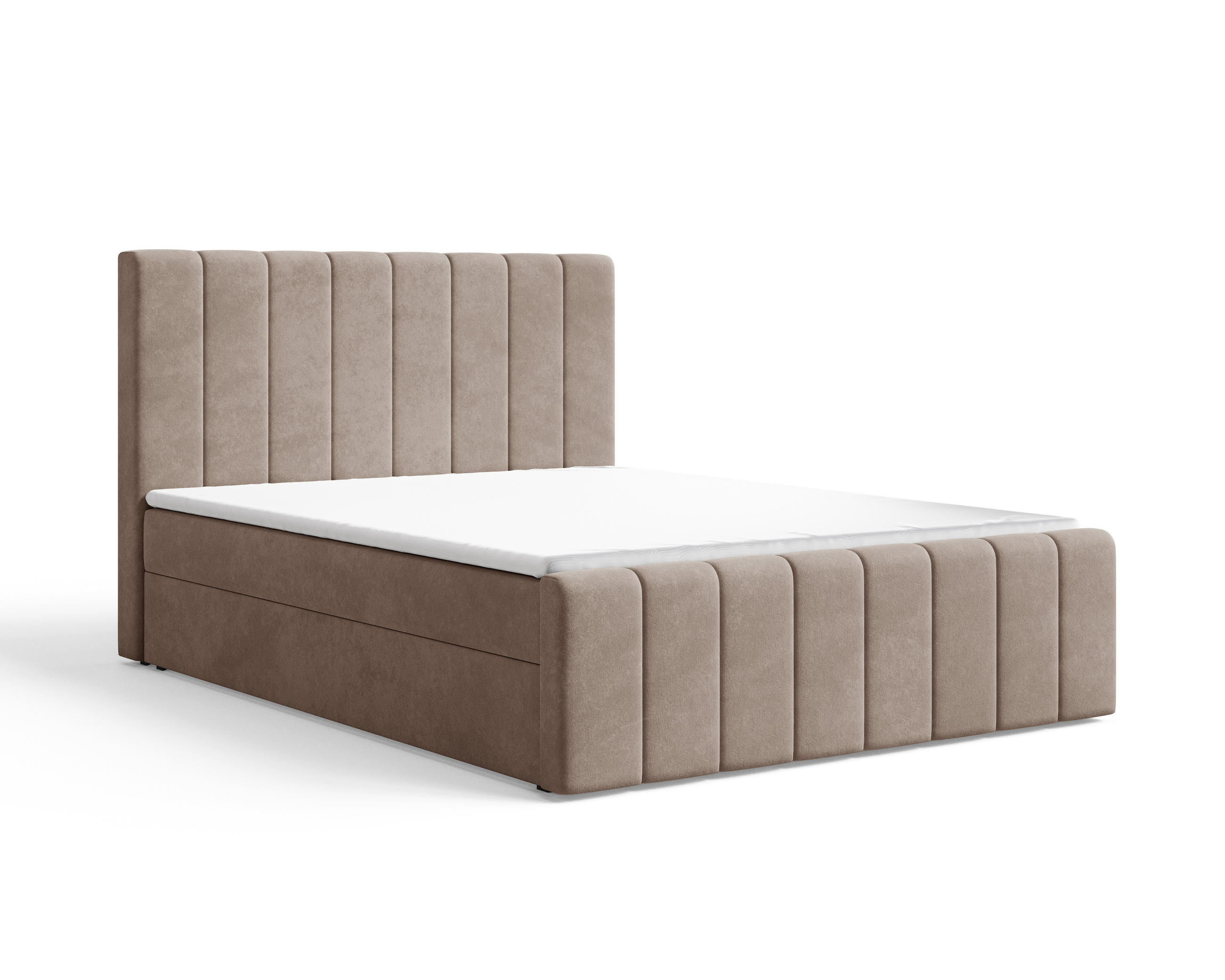 BOXBETT 01 BIS 140 x 200 cm - Manila - Modernes Polsterbett mit Bettkasten inkl. PU-Schaum-Topper und Federmechanismus - Cappuccino, Holz (140/200cm) - ROYAL24_MARKT