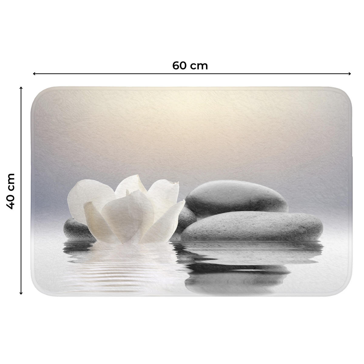 WC PŘEDLOŽKA Kameny - Lotos - Bílý - Voda - Zen 60x40 cm - bílá, textil/plast (60/1cm) - OnlyWow