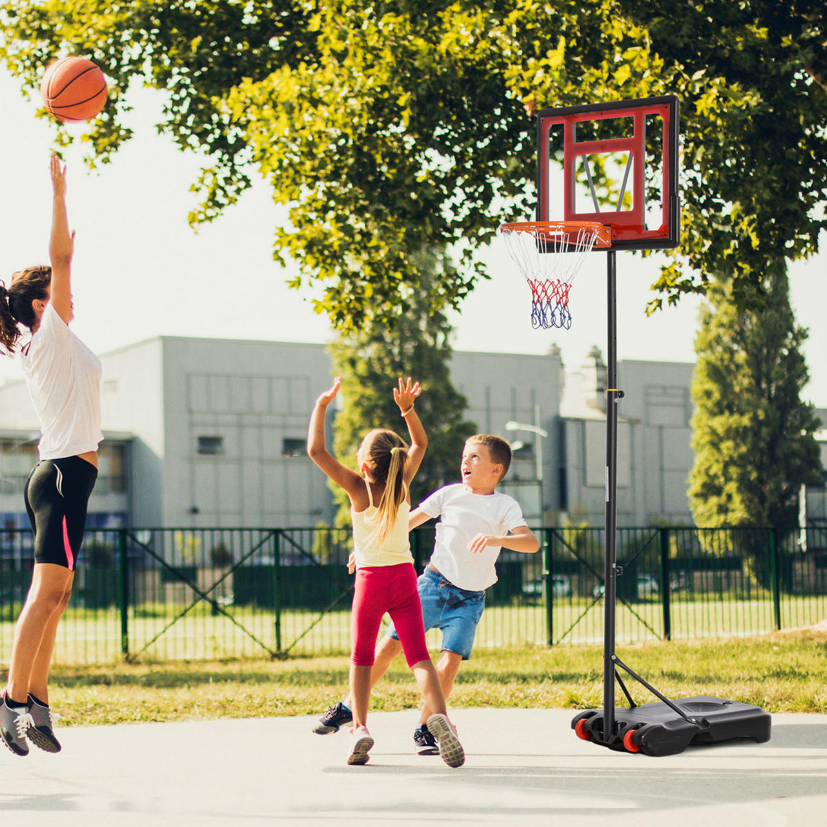 BASKETBALLKORB DE-18522 höhenverstellbar 160-210 cm Schwarz - Schwarz, Metall (45/75cm) - ComfortXL