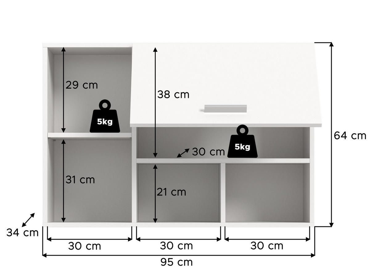 HÄNGESCHRANK FREE (B/H/T: ca. 95/64/34 cm) in Weiß/weiß - Weiß, Holzwerkstoff (95/64/34cm)
