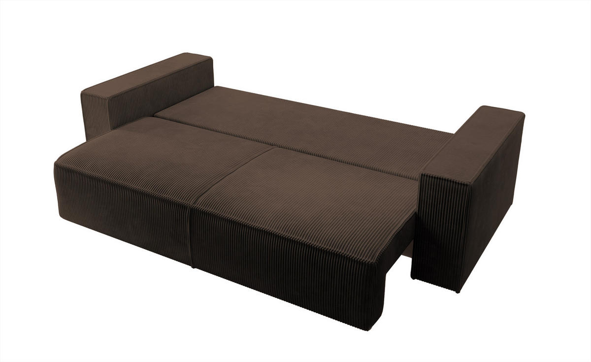 SCHLAFSOFA Farese Braun Cordbezug - Schwarz/Braun, Kunststoff/Textil (257/85/102cm) - Selsey
