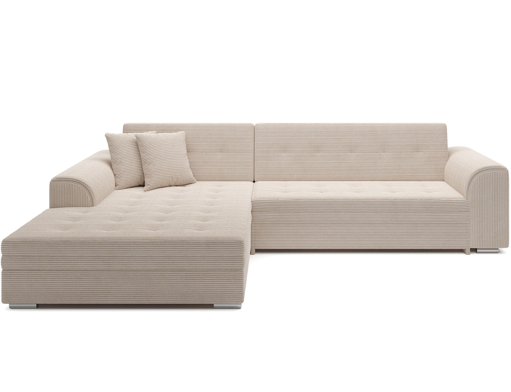 ECKSOFA SORENTO mit Schlaffunktion & Delfin-Mechanismus – Wohnlandschaft in L-Form 296 cm - Beige, Kunststoff (296/78cm) - Wohnideebilder