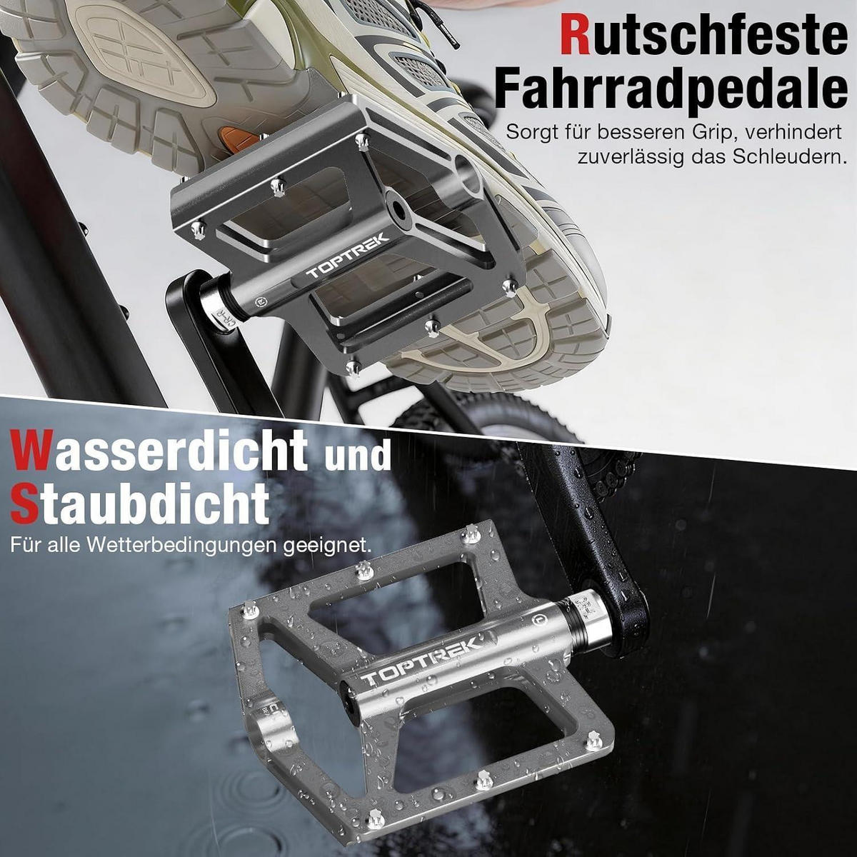 FAHRRADPEDALE Set CNC Aluminium mit 3 Lagern Silber - Silberfarben, Metall (10.2/1.5/12.5cm)