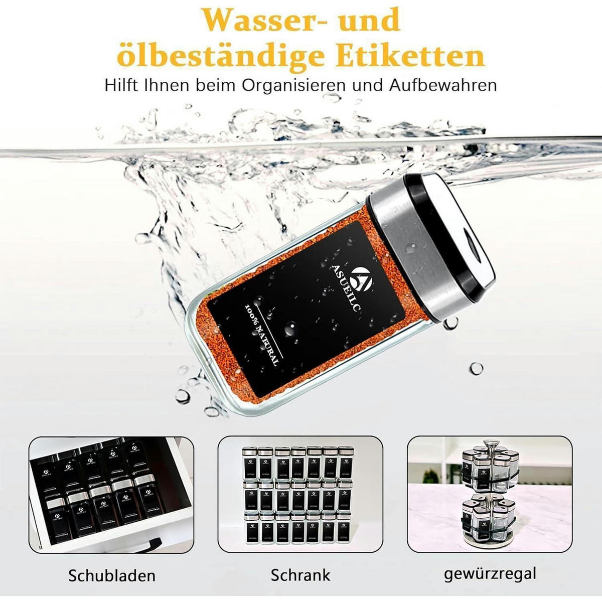 GEWÜRZGLÄSER 35-teiliges Set mit 3 Kalibern 120ml - Multicolor, Glas (4.7/9.7/4.7cm)