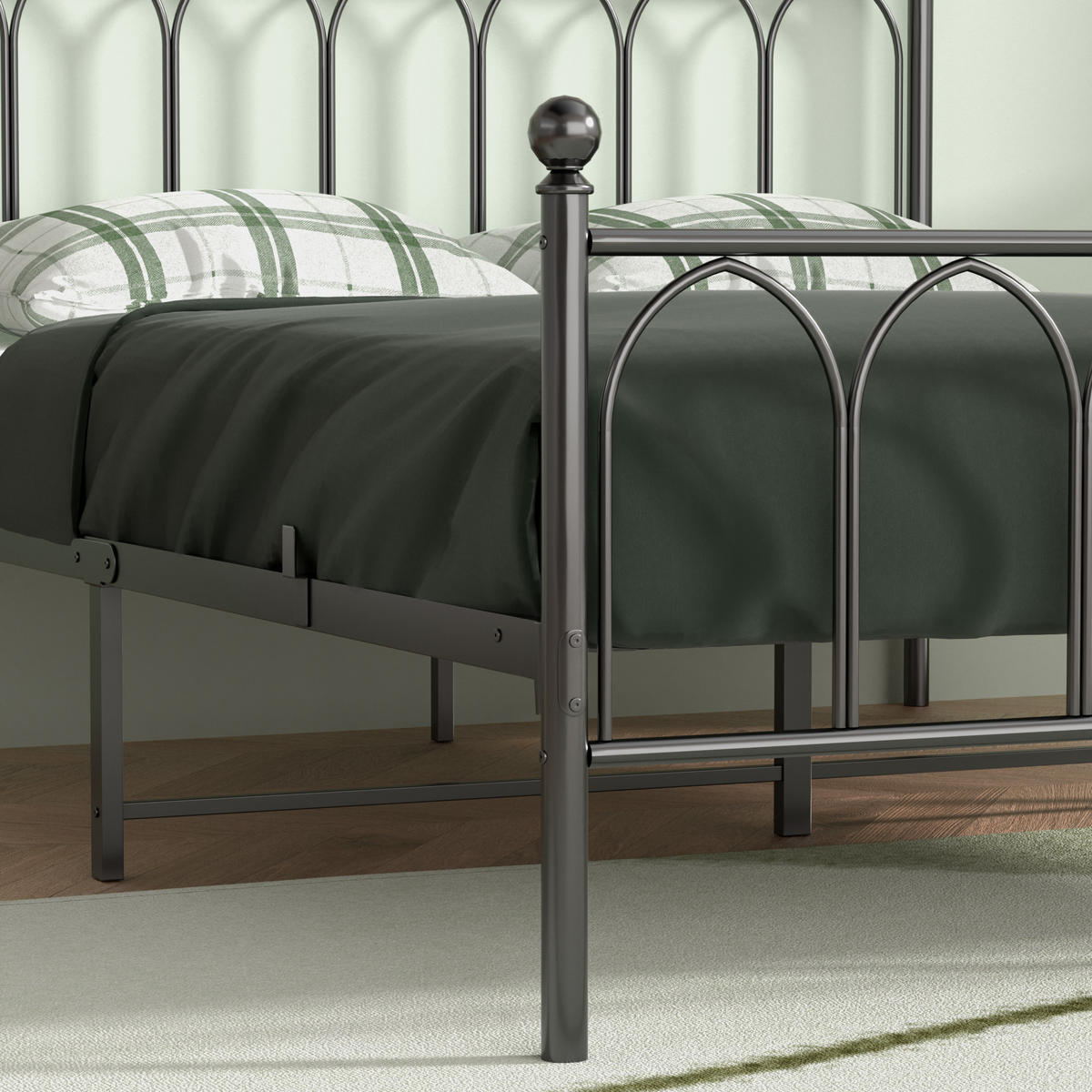 METALLBETT 140/200 mit Stauraum unter dem Bett, mit Lattenrost, Schwarz - Schwarz, Metall (140/200cm) - STILVORA
