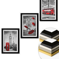 WANDBILDER 3er-Set - 20x30 cm Schwarzer Rahmen - Roter Regenschirmstand und Londoner Bus - Schwarz, Kunststoff (20/30cm) - ArtPrintCave