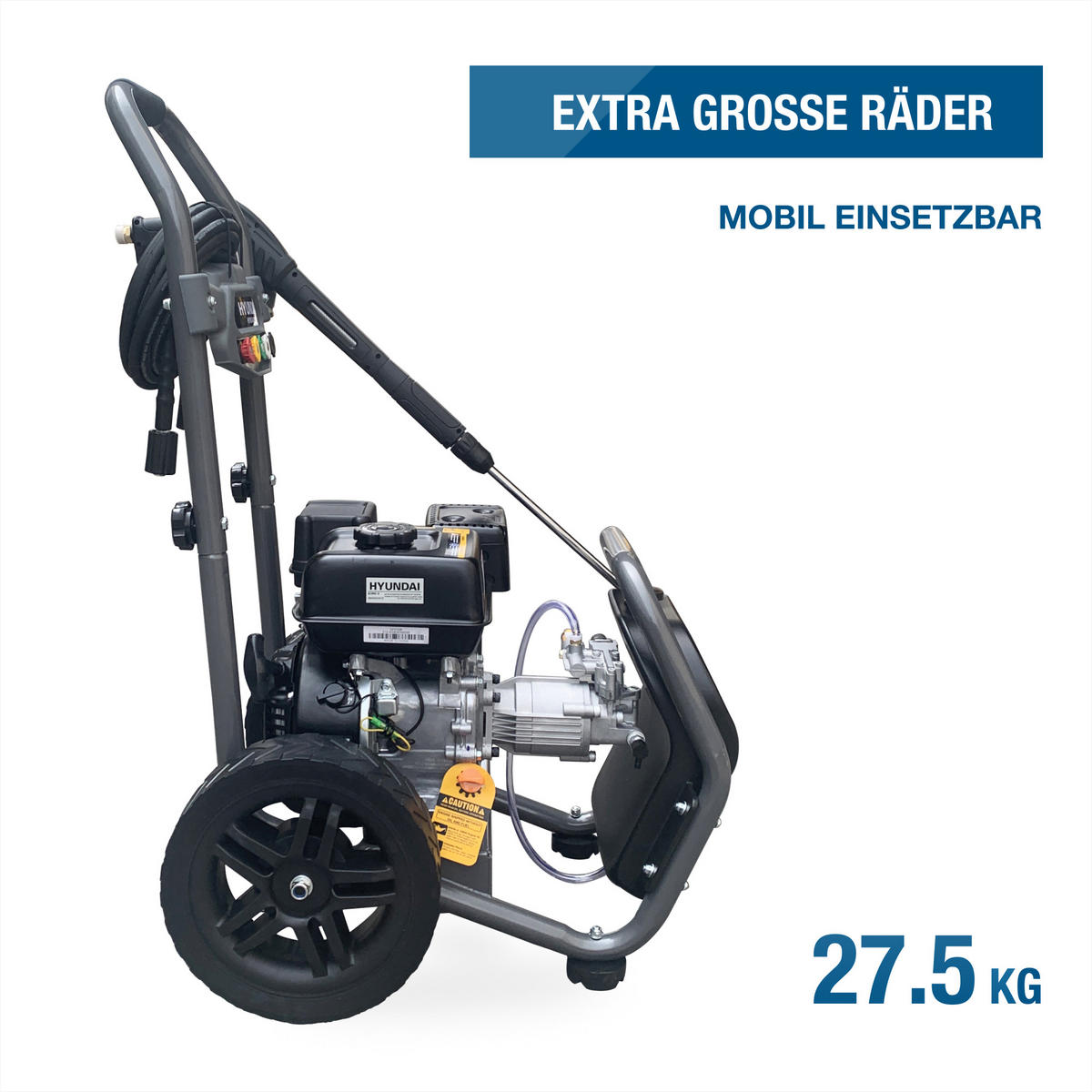BENZIN-HOCHDRUCKREINIGER HYW3400P (5 PS, 234bar, 540 l/h, 4-Takt, 10m Schlauch) - Schwarz, Metall (54/98/68.5cm) - HYUNDAI