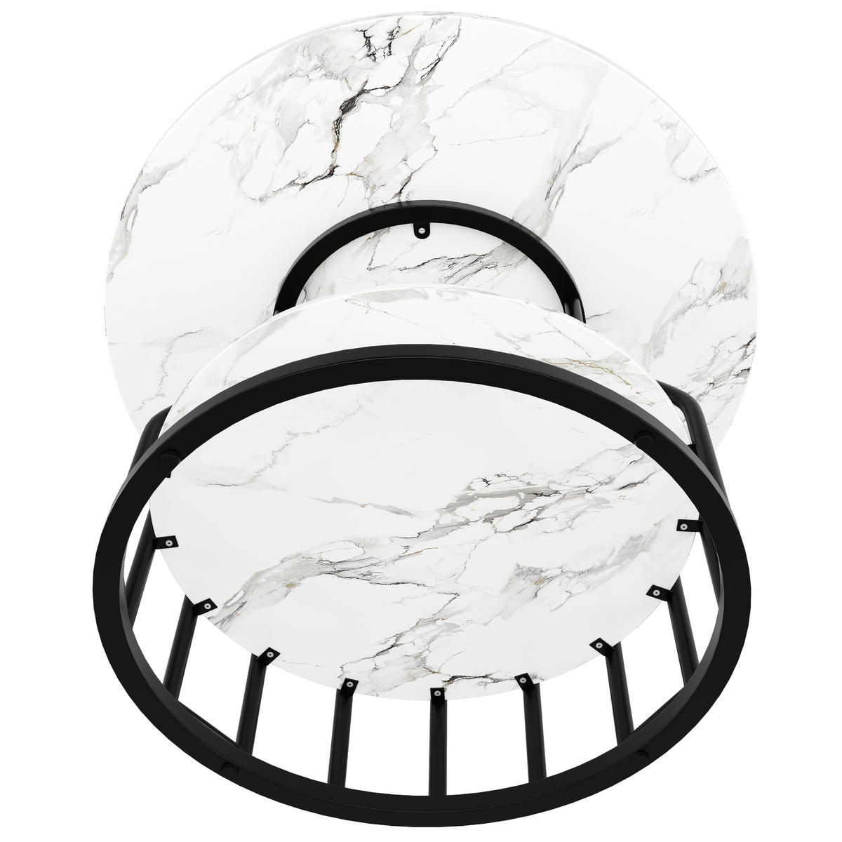 ESSTISCH 80/80/76 cm Schwarz mit Stauraum MDF-Tisch mit Marmoroptik - Schwarz, Holzwerkstoff (80/80/76cm) - OKWISH