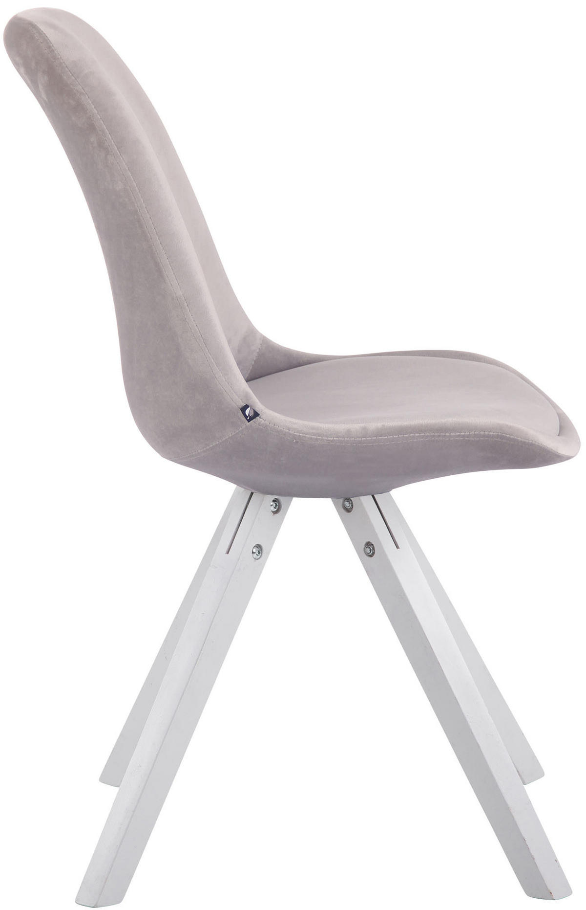 BESUCHERSTUHL Toulon Samt, Gestell Buchenholz Weiß Square Grau - Weiß/Grau, Holz/Buchenholz (48/83/56cm) - TPFLiving