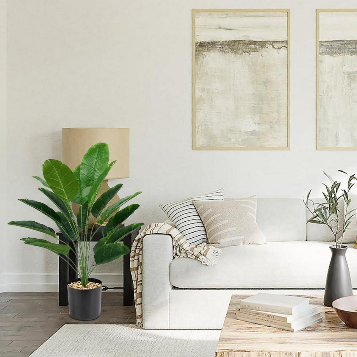 KUNSTPFLANZE 2-teiliges Set Palme 90 cm - Grün, Kunststoff (10cm)