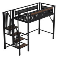 HOCHBETT 90/200 cm DE-01435, in Schwarz, mit Sicherheitsumrandung und Leiter - Schwarz, Metall (90/200cm) - ComfortXL