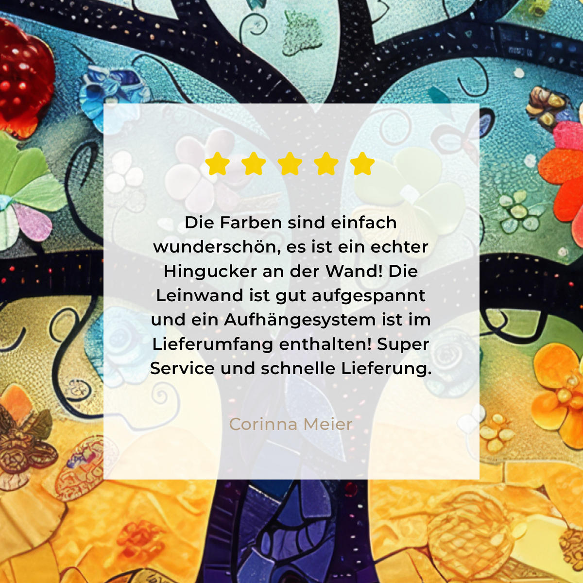 LEINWANDBILD Kunst - Baum des Lebens - Blumen - Hippie 60x80 cm - Dunkelblau, Textil (60/80cm) - MuchoWow