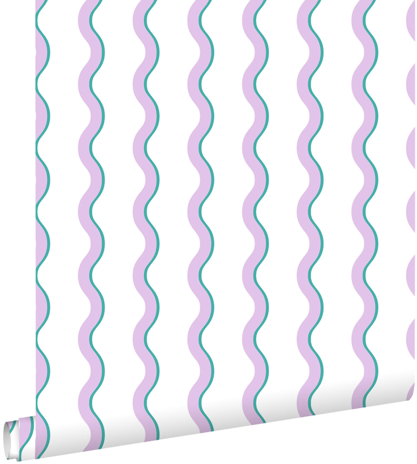 TAPETE wellenförmige Streifen 50 x 900 cm - Weiß, Papier (50/0.1cm) - ESTAhome