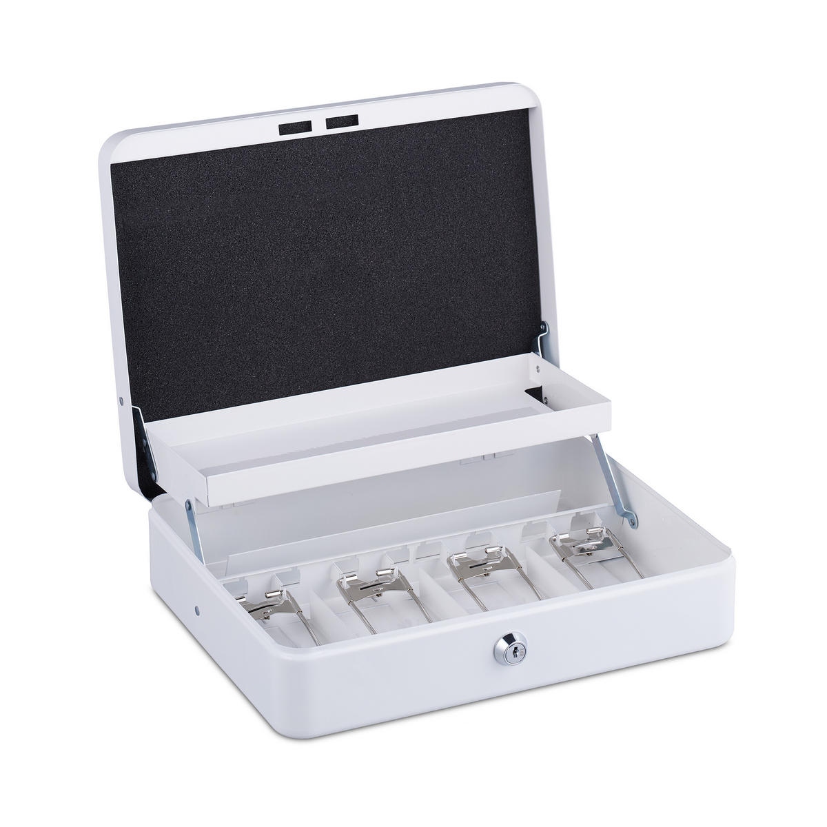 GELDKASSETTE Euro-Münzzählbrett - Weiß, Kunststoff/Metall (30.5/8.5/24.5cm) - Relaxdays