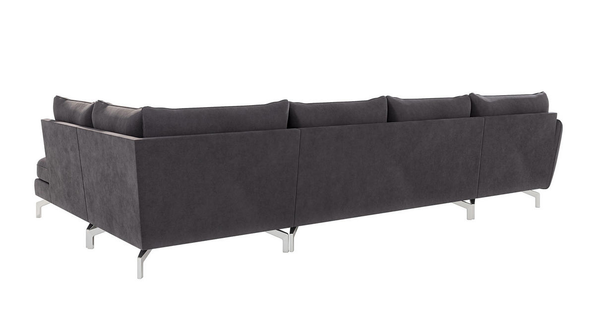 WOHNLANDSCHAFT Elou Graphit Luxusmicrofaser - Chromfarben/Graphitfarben, Textil/Metall (336/87/200cm) - S-Style Möbel