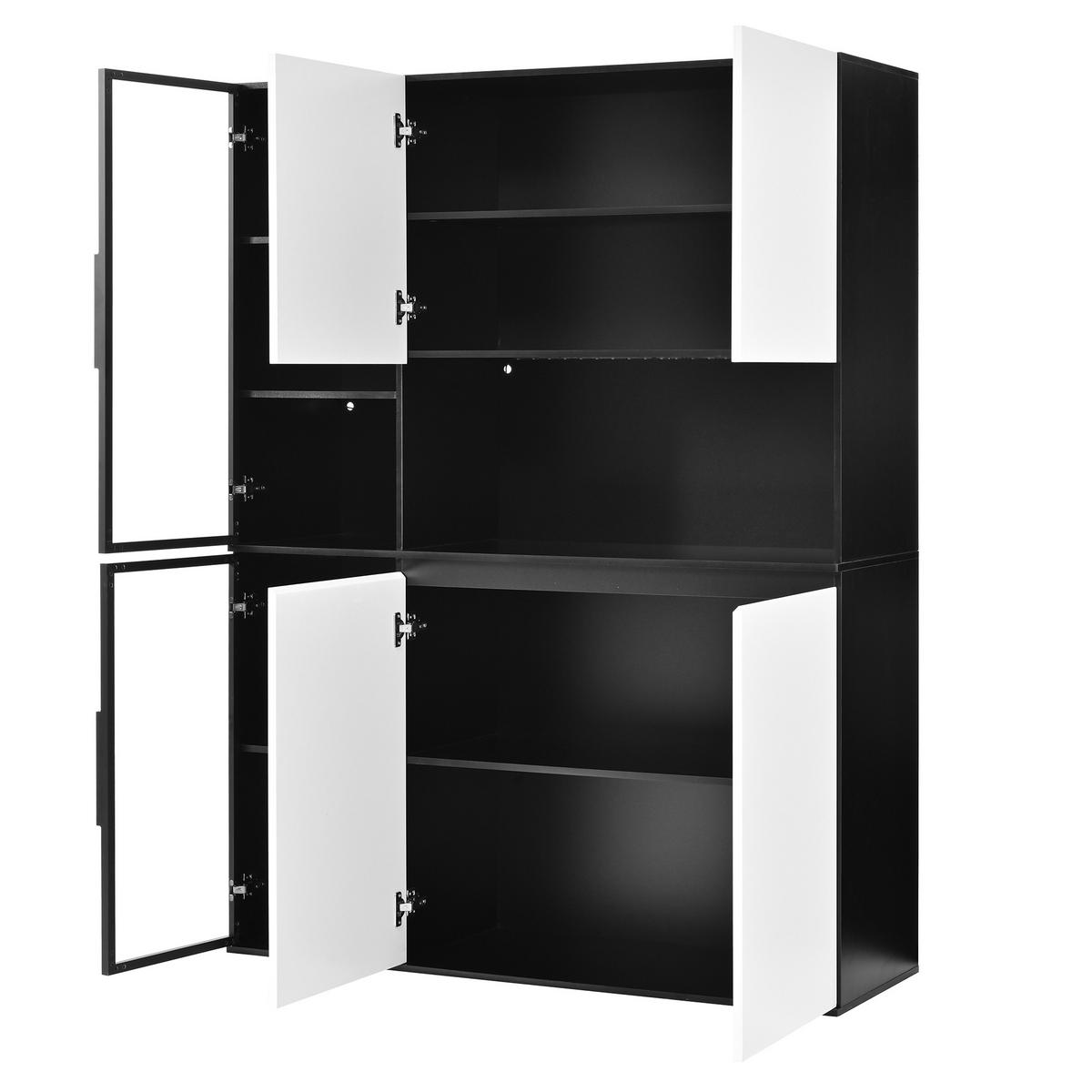 HOCHSCHRANK Vitrine LED Glaselemente Schwarz Weiß MDF - Multicolor, Holzwerkstoff (120/160/40cm) - FLIEKS
