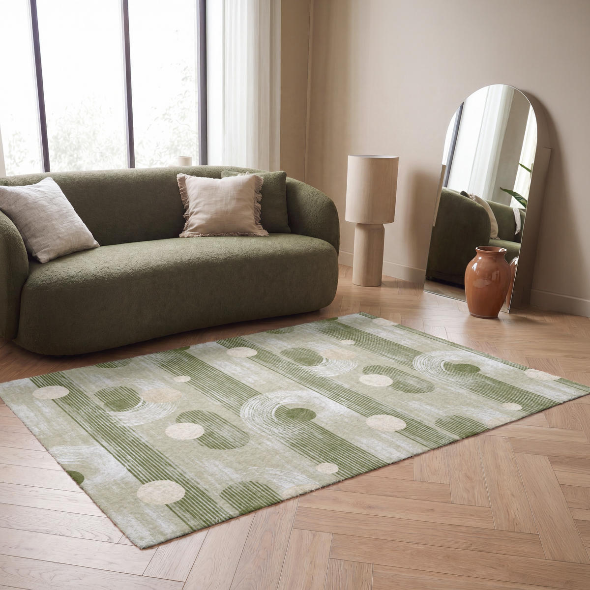 KOBERCE - Umelecké - Moderné - Zelené - 180x120 cm - olivovozelená, textil/plast (180/0.4cm) - OnlyWow