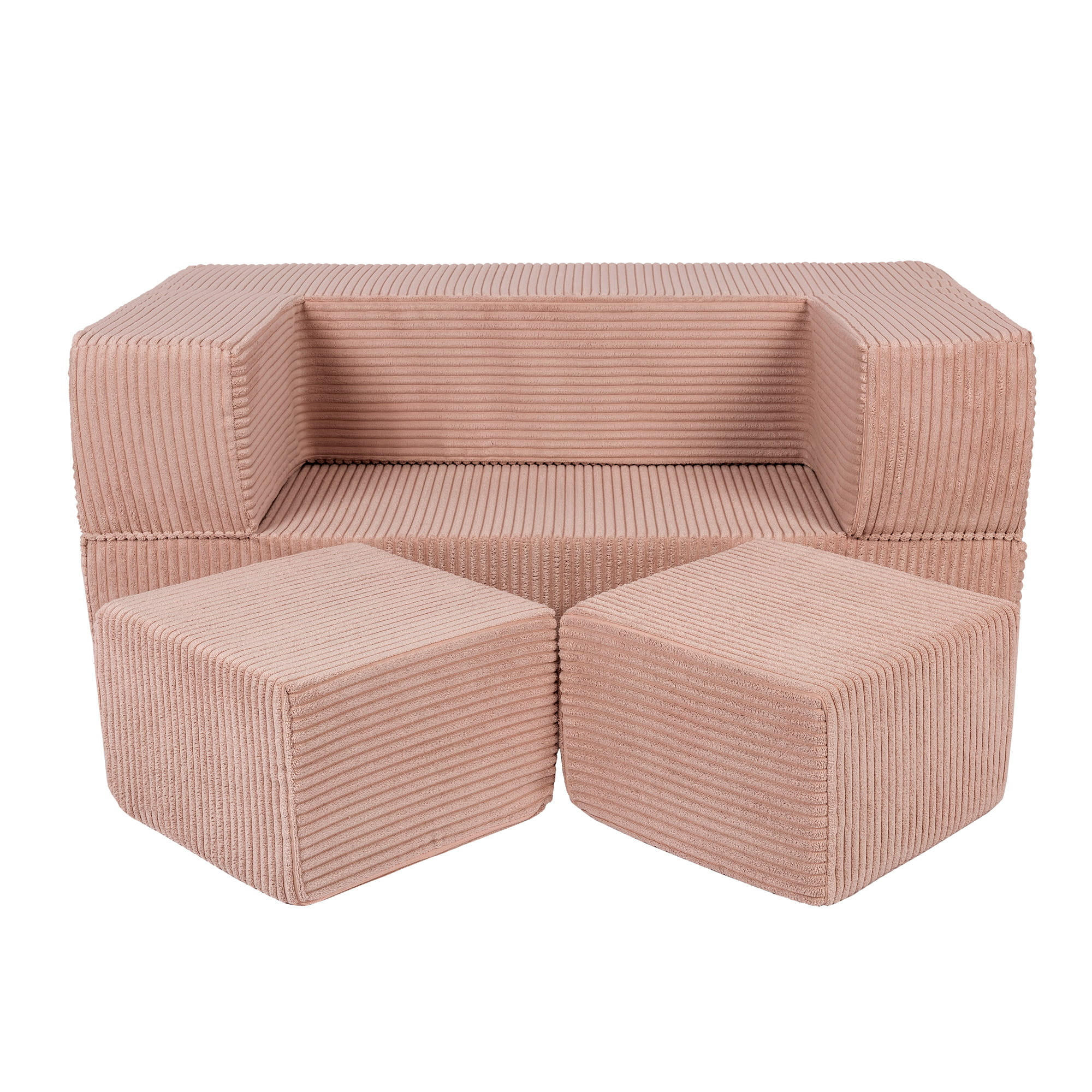 KINDERSOFA, Aesthetic, Cube, Puderrosa - Hellrosa, Textil (96/40/50cm) - MeowBaby