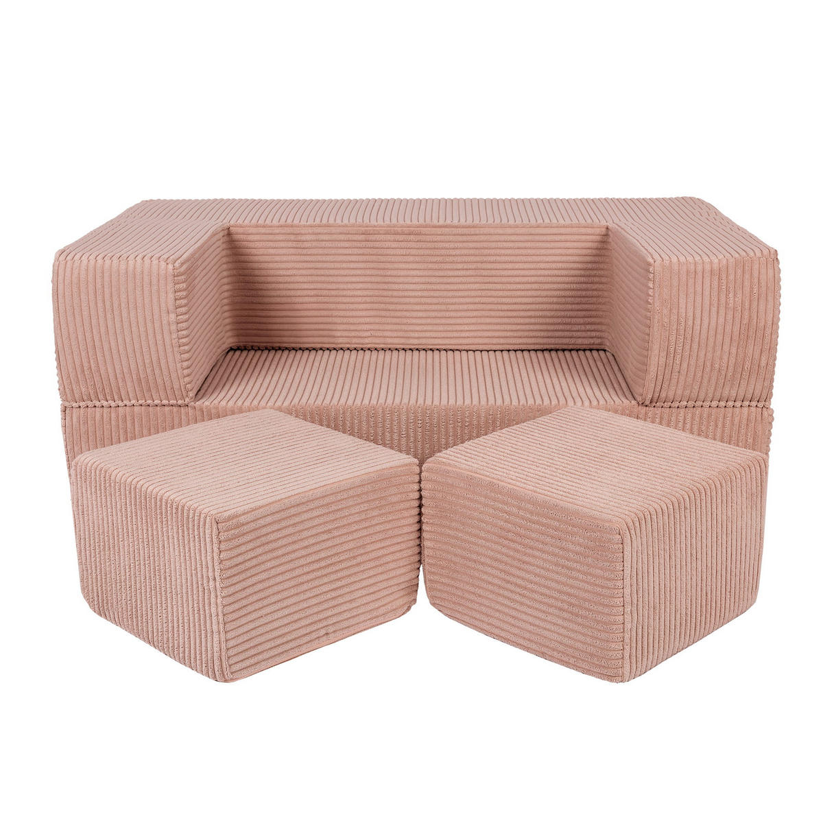 KINDERSOFA, Aesthetic, Cube, Puderrosa - Hellrosa, Textil (96/40/50cm) - MeowBaby