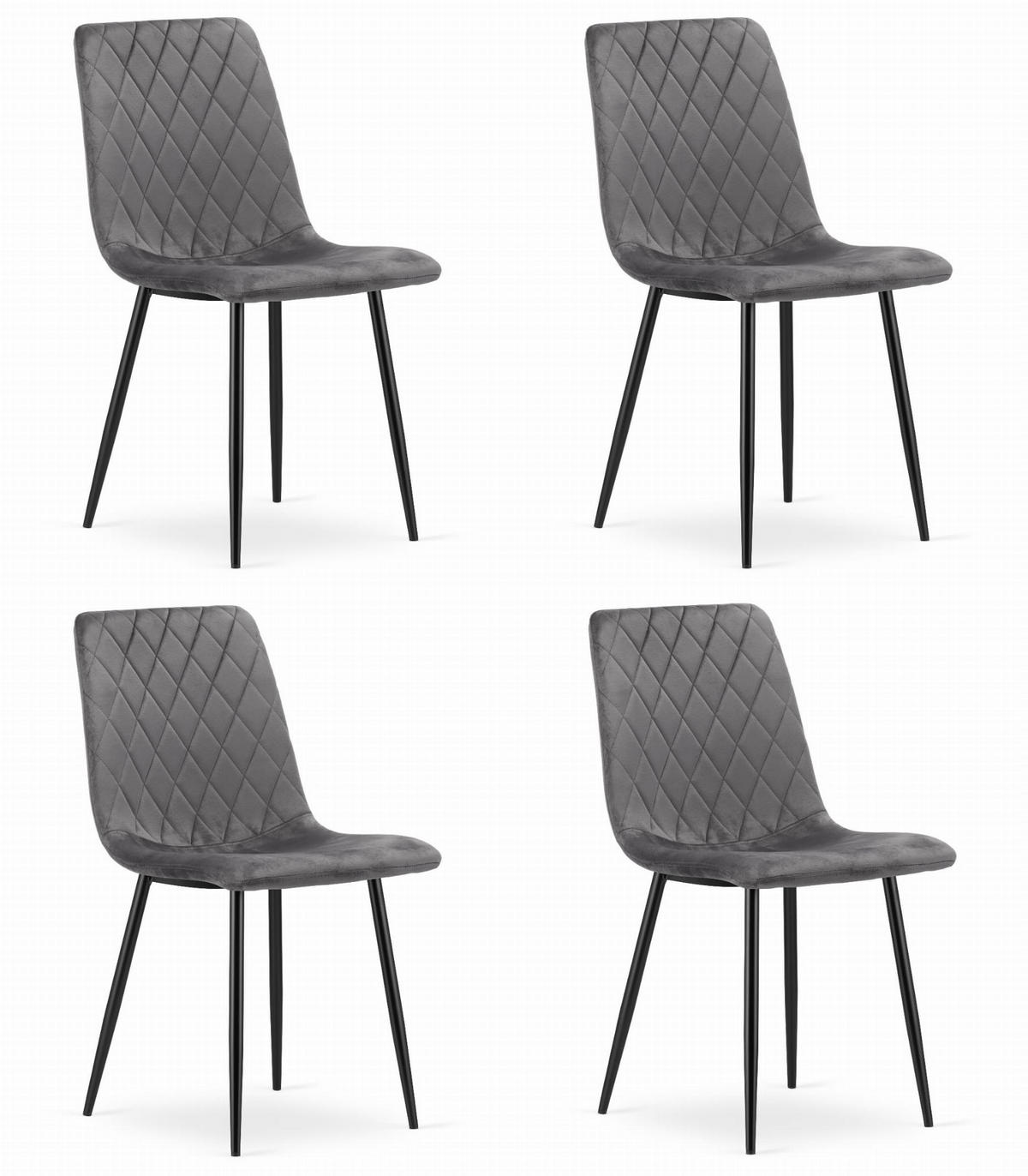 ESSZIMMERSTUHL 4-er Set TURIN dunkelgrauer Sitz - Dunkelgrau, Textil (44.5/88.5/53cm) - Valora