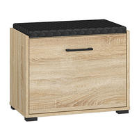 SCHUHBANK Caro Sonoma Eiche hell / schwarz 60 / 34 / 48cm - Schwarz/Braun, Holz/Holzwerkstoff (60/48/34cm) - Feldmann-Wohnen