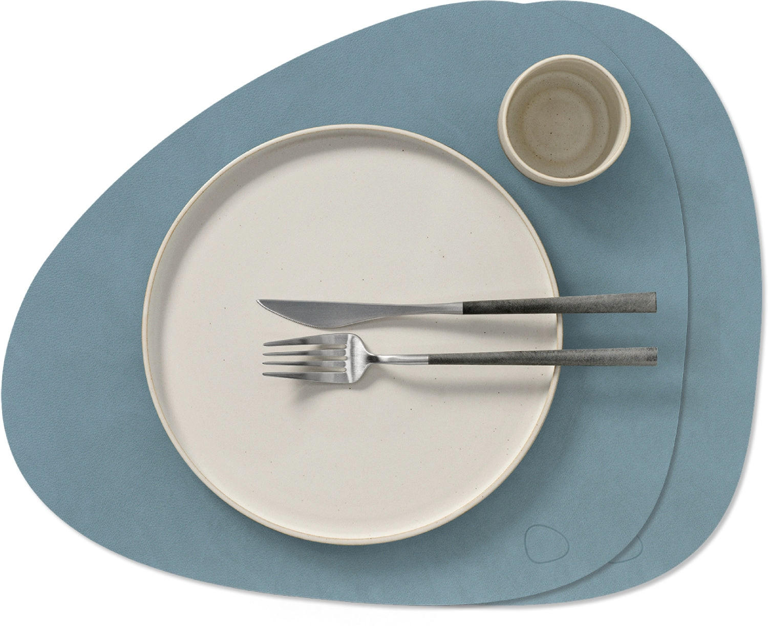 PLATZSET TISCHSETS Nupo - Leder - Hellblau - Curved - 44 x 37 cm - 2 Stück - Blau, Leder (44/37/2cm) - LIND DNA