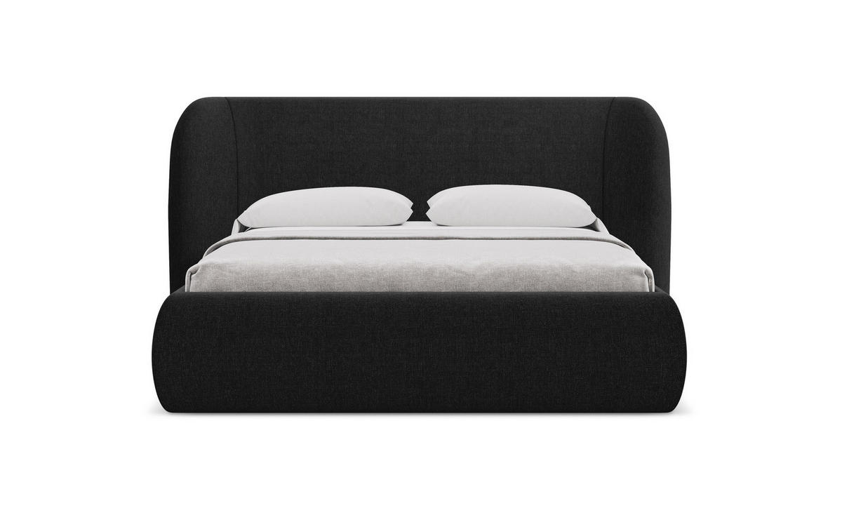 POLSTERBETT mit Bettkasten und Lattenrost 210x215 Schwarz - Schwarz, Kunststoff/Textil (160/200cm) - Makamii