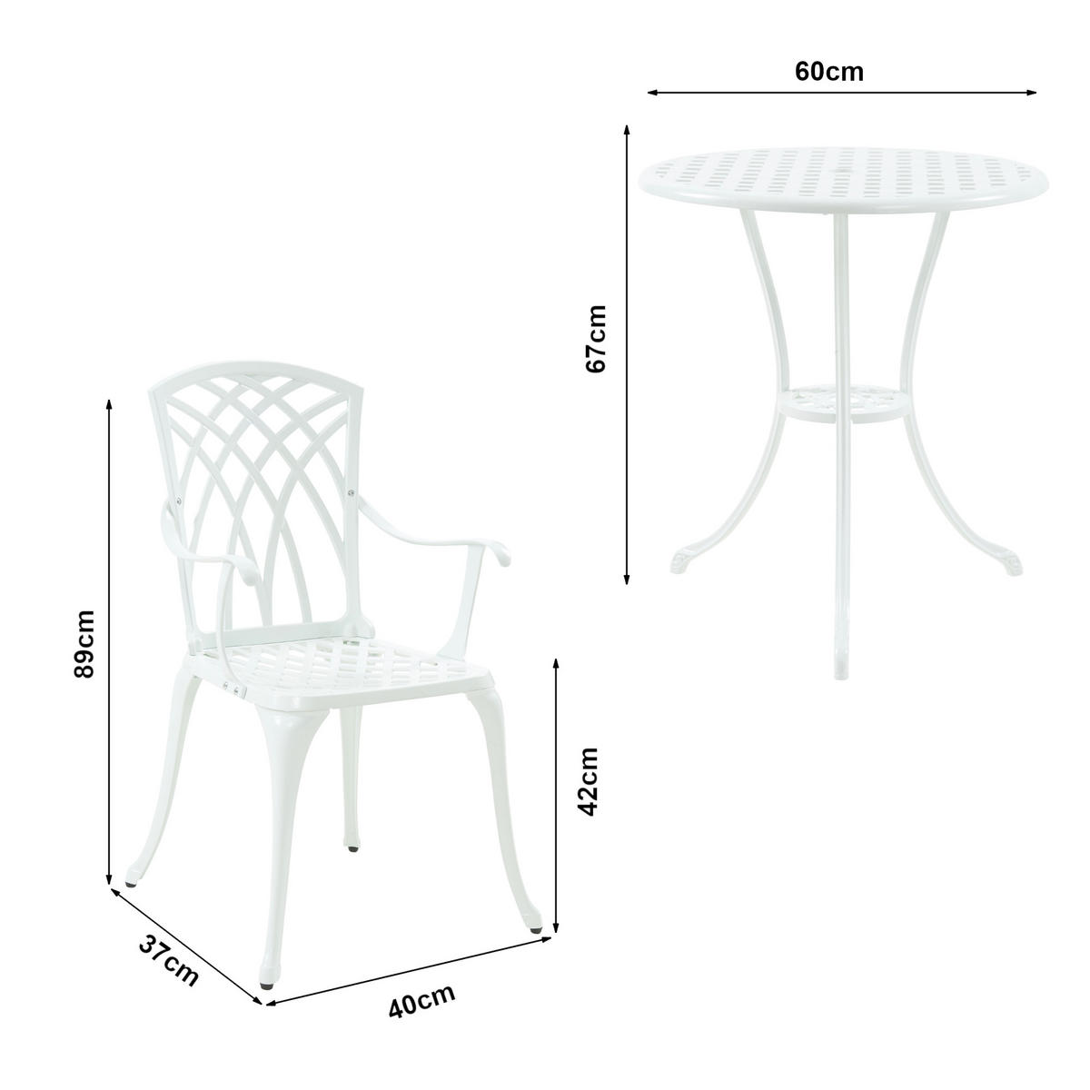 BISTRO-SET 3 TLG. Vena - Weiß, Metall - casa.pro
