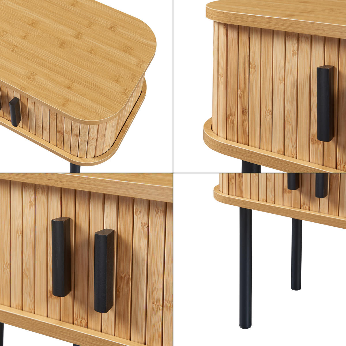 BEISTELLTISCH Tvedestrand - Schwarz/Naturfarben, Holzwerkstoff/Metall (48/30/45cm) - [en.casa]