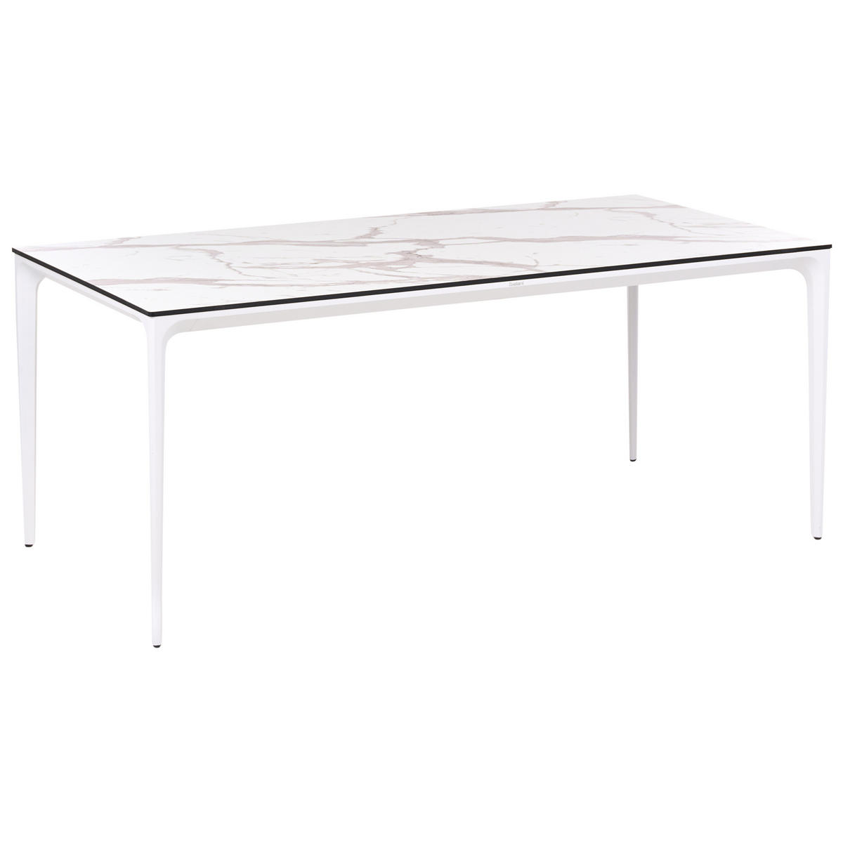 GARTENTISCH 180/90 cm Marmor Optik Weißer Marmor Sovareto - Weiß, Kunststoff (180/90/75cm) - Beliani