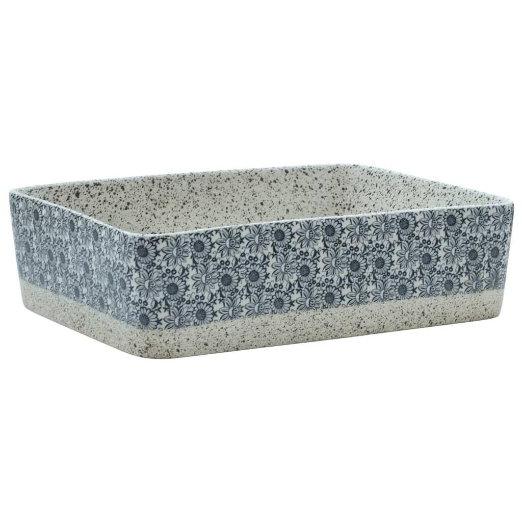 AUFSATZWASCHBECKEN Grau Blau Rechteckig 46/35,5/13Cm Keramik - Grau, Keramik (35.5/13/46cm) - vidaXL