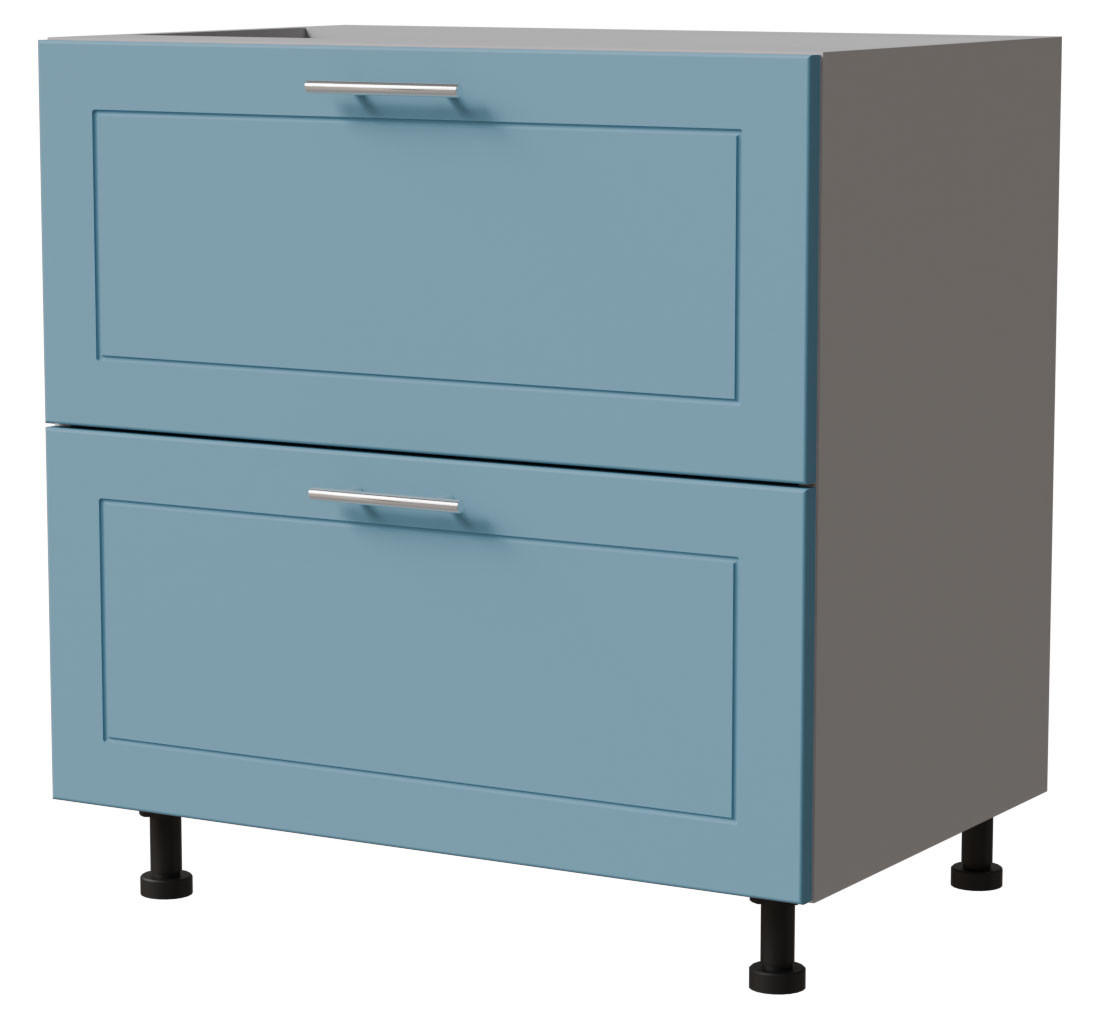 SCHUBLADENUNTERSCHRANK Bari D2A/80/1A Grau / RAL 5024 pastellblau 80 / 50 / 82cm - Blau/Grau, Holz/Holzwerkstoff (80/82/50cm) - Feldmann-Wohnen