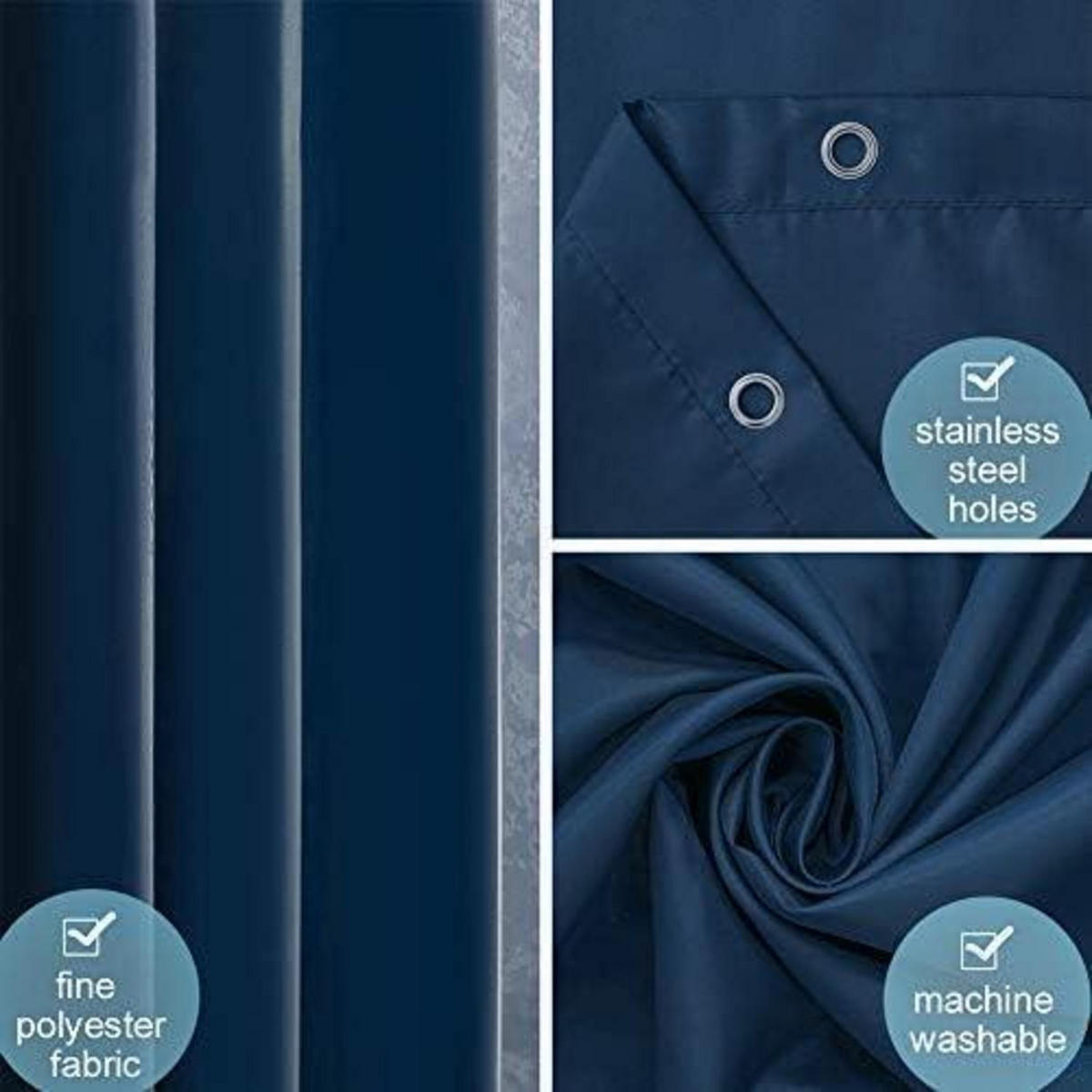 DUSCHVORHANG Textil Dunkelblau 200 x 200 cm - Dunkelblau, Textil (200/200cm)