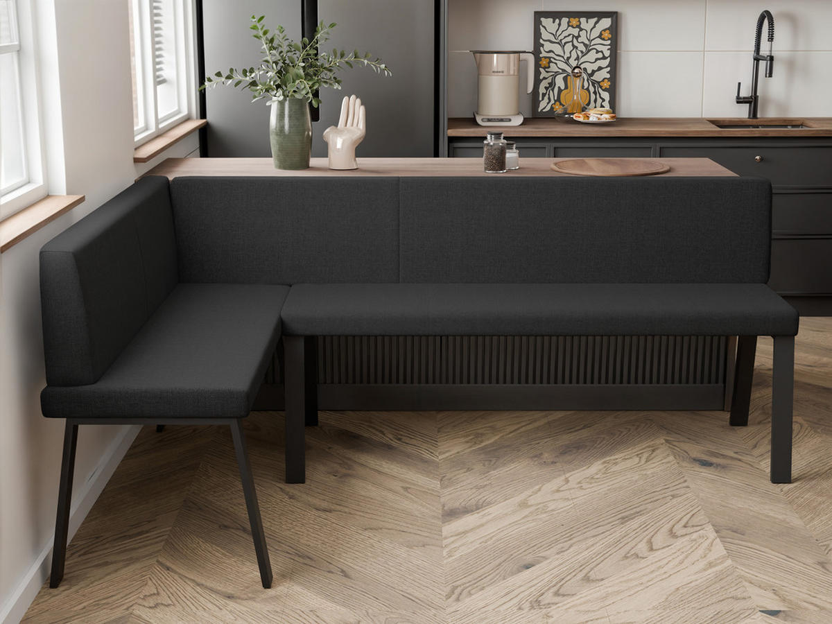 ECKBANK links MONO Y Webstoff glatt, 142/196 cm Anthrazit - Anthrazit, Textil/Metall (142/196cm) - Idohome