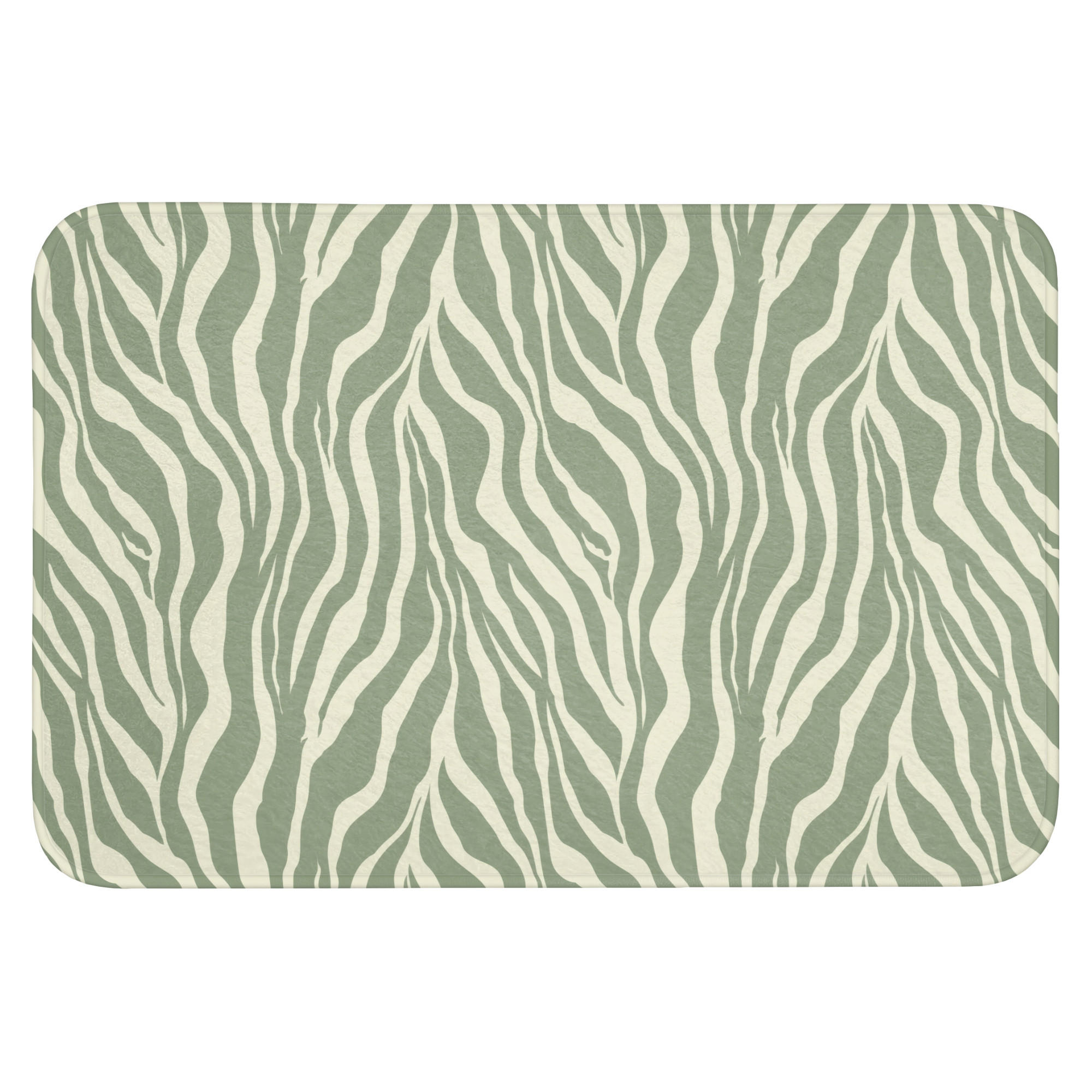 BADEMATTE Zebra - Motiv - Grün Badvorleger 90x60 cm - Salbeigrün, Kunststoff/Textil (90/60cm) - OnlyWow