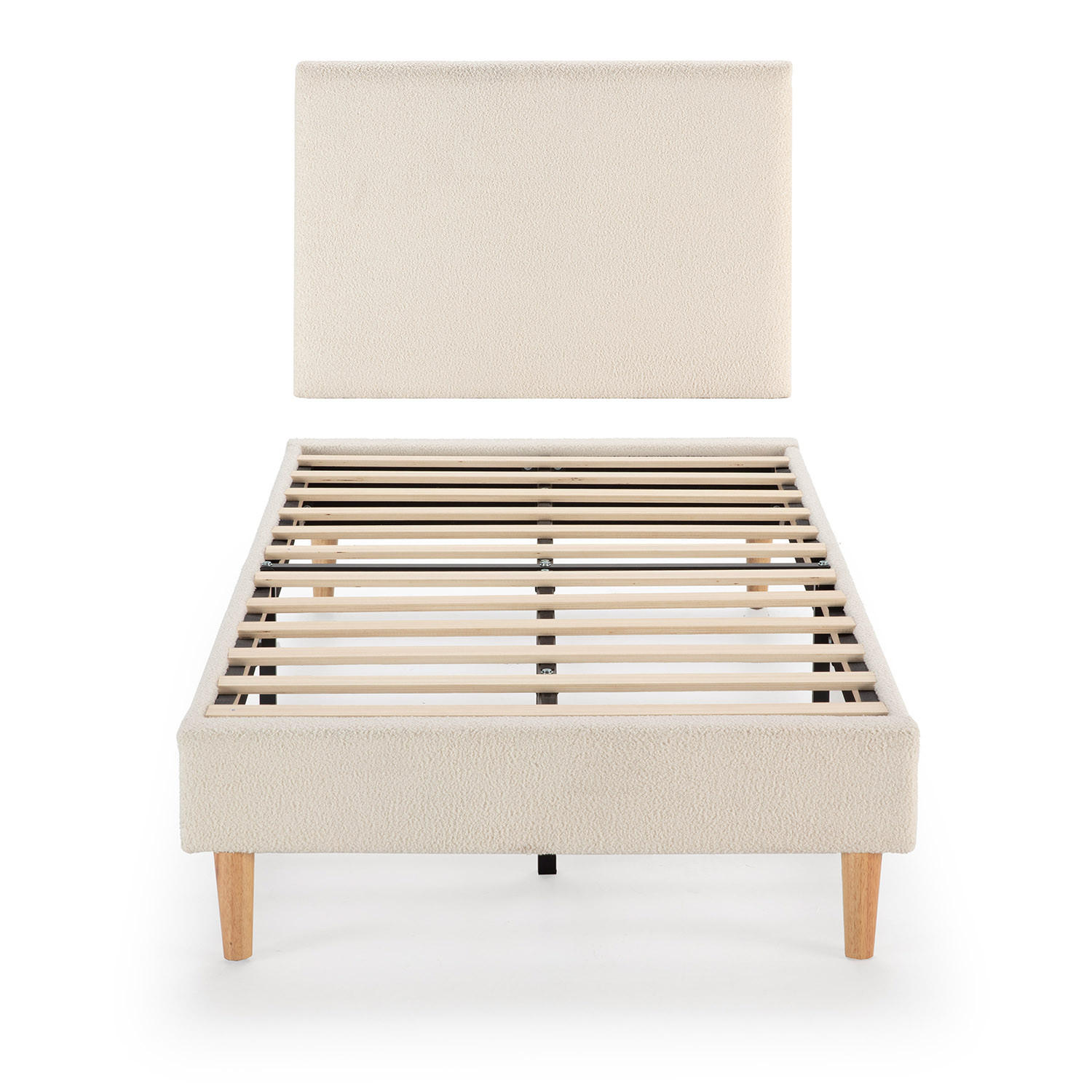 POLSTERBETT + Kopfteil 90x190 cm Niebla, Beige - Beige, Textil (90/190cm) - VS Venta-stock