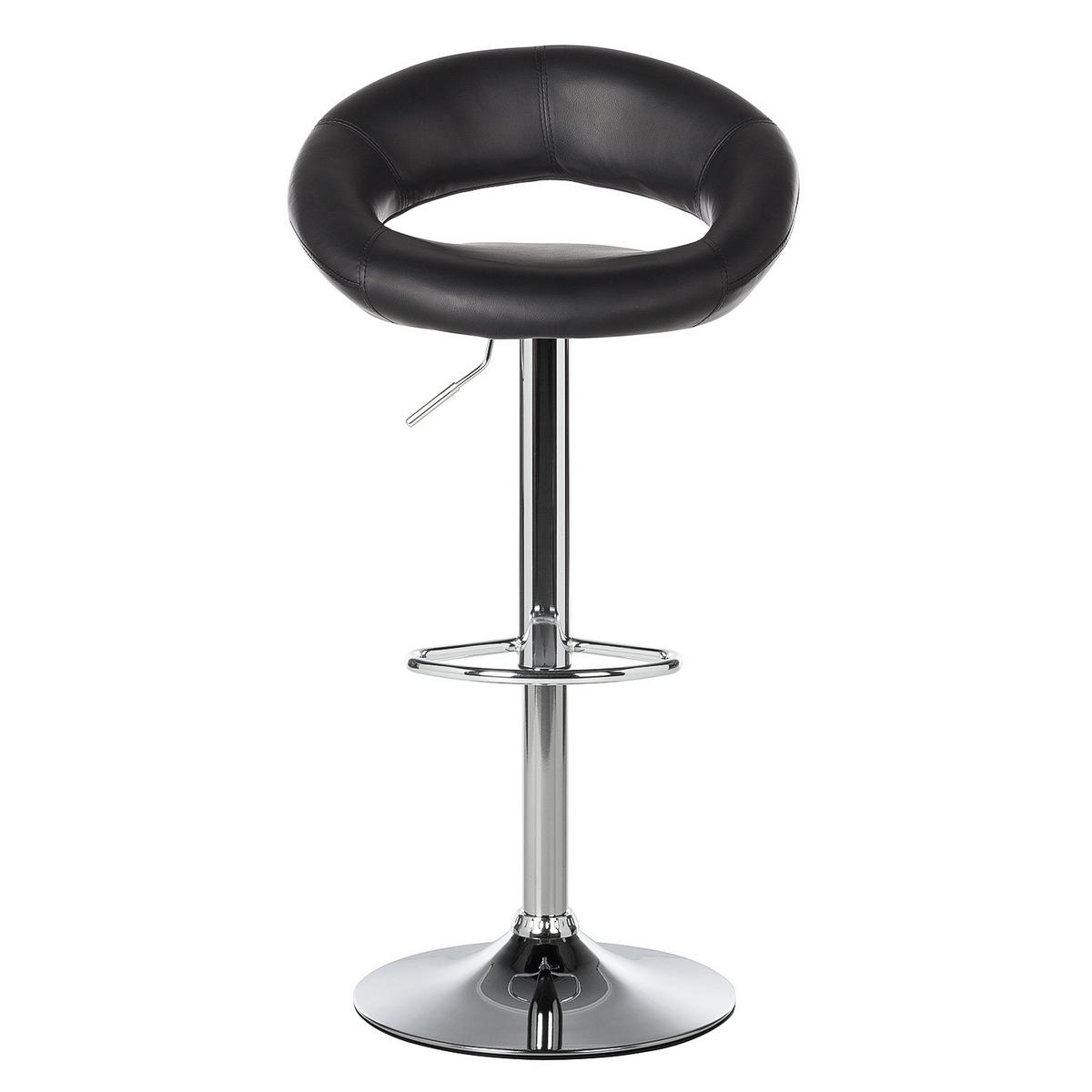 BARSTUHL - Metall / Kunstleder - Chromfarben/Schwarz, Leder/Kunststoff (55/82/51cm) - home24